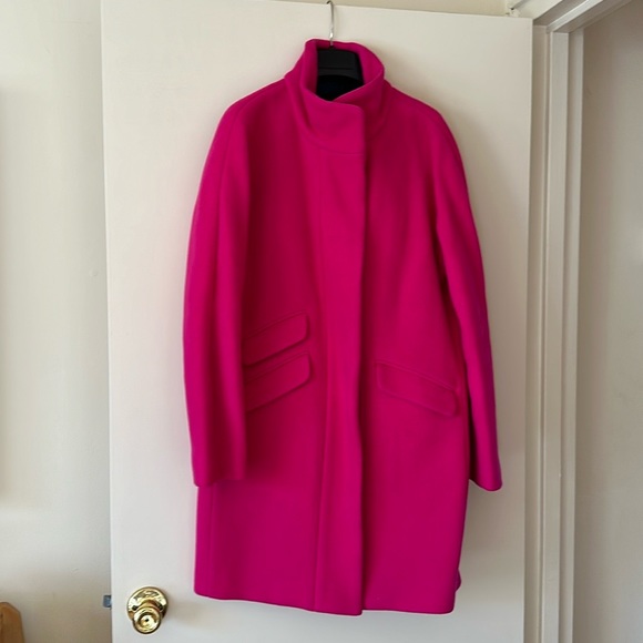 J. Crew Women’s Cocoon coat in Italian stadium-cloth wool blend size 4 Fushia - Picture 2 of 9